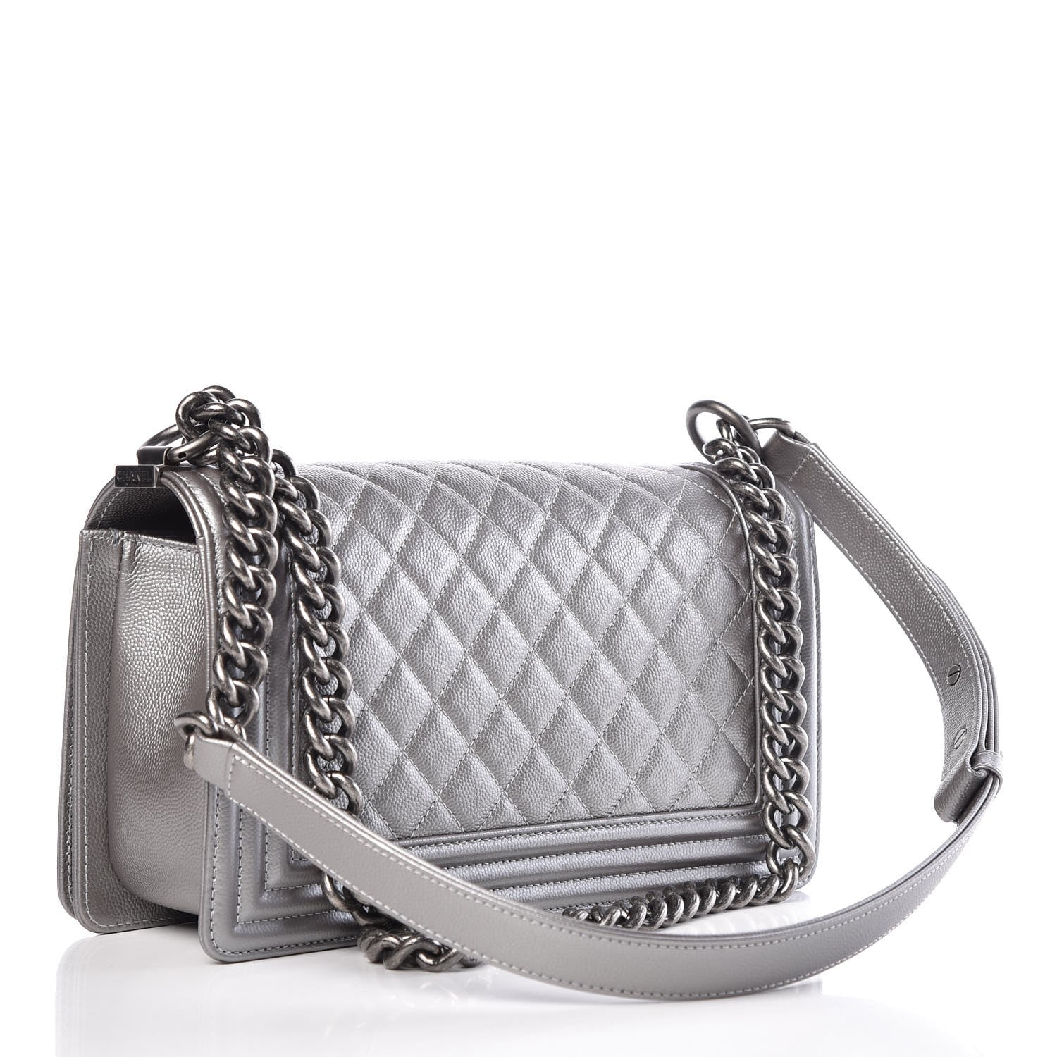 Chanel Metallic Caviar Quilted Medium Boy Flap Silver 3 of 8