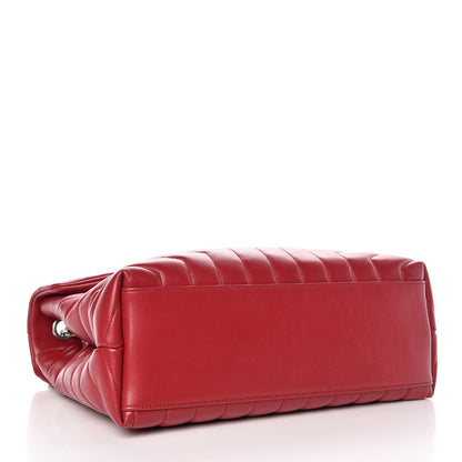 Saint Laurent Calfskin Y Quilted Monogram Medium Loulou Chain Satchel Lipstick Red 4 of 7