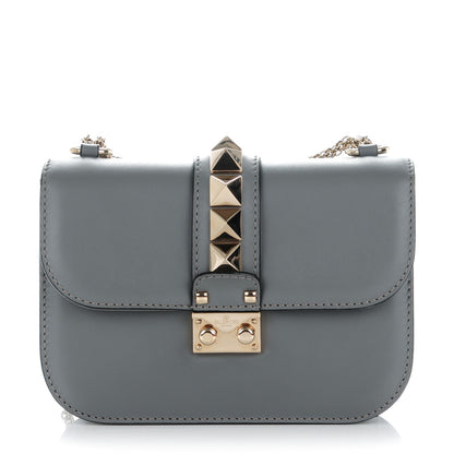 Valentino Garavani Vitello Small Glam Lock Rockstud Flap Gray 1 of 7