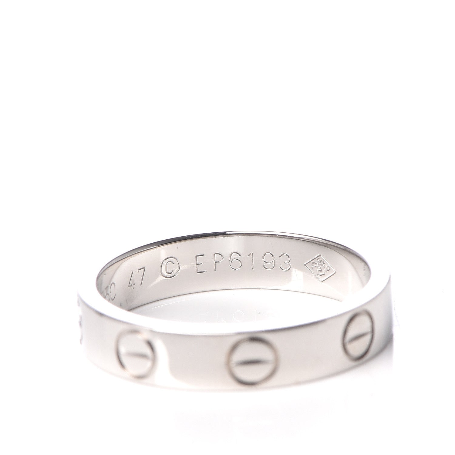 Cartier 18K White Gold 3.5mm LOVE Wedding Band Ring 47 4 5 of 6