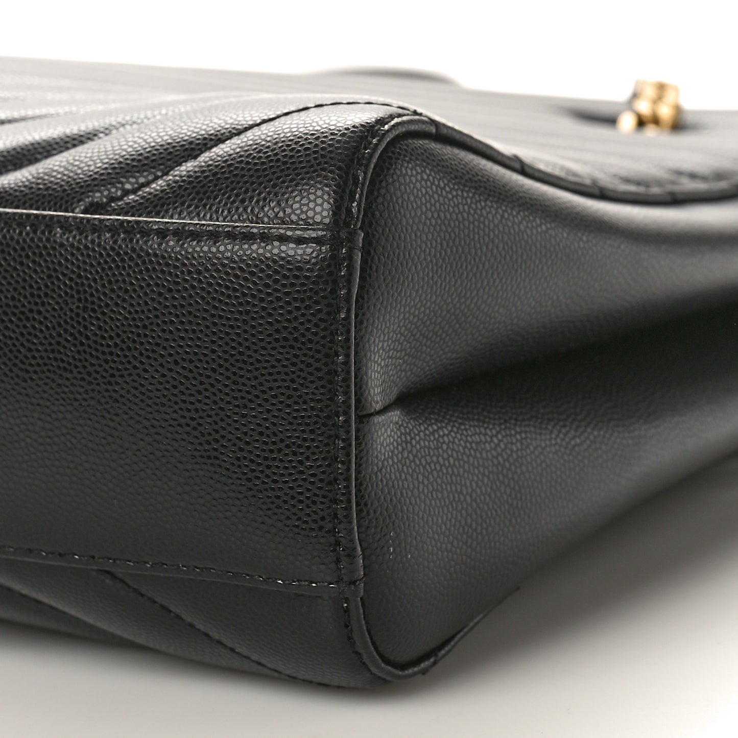 Grain de Poudre Matelasse Chevron Medium Tribeca Shopping Bag Black