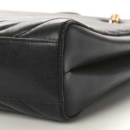 Saint Laurent Grain de Poudre Matelasse Chevron Medium Tribeca Shopping Bag Black 10 of 11