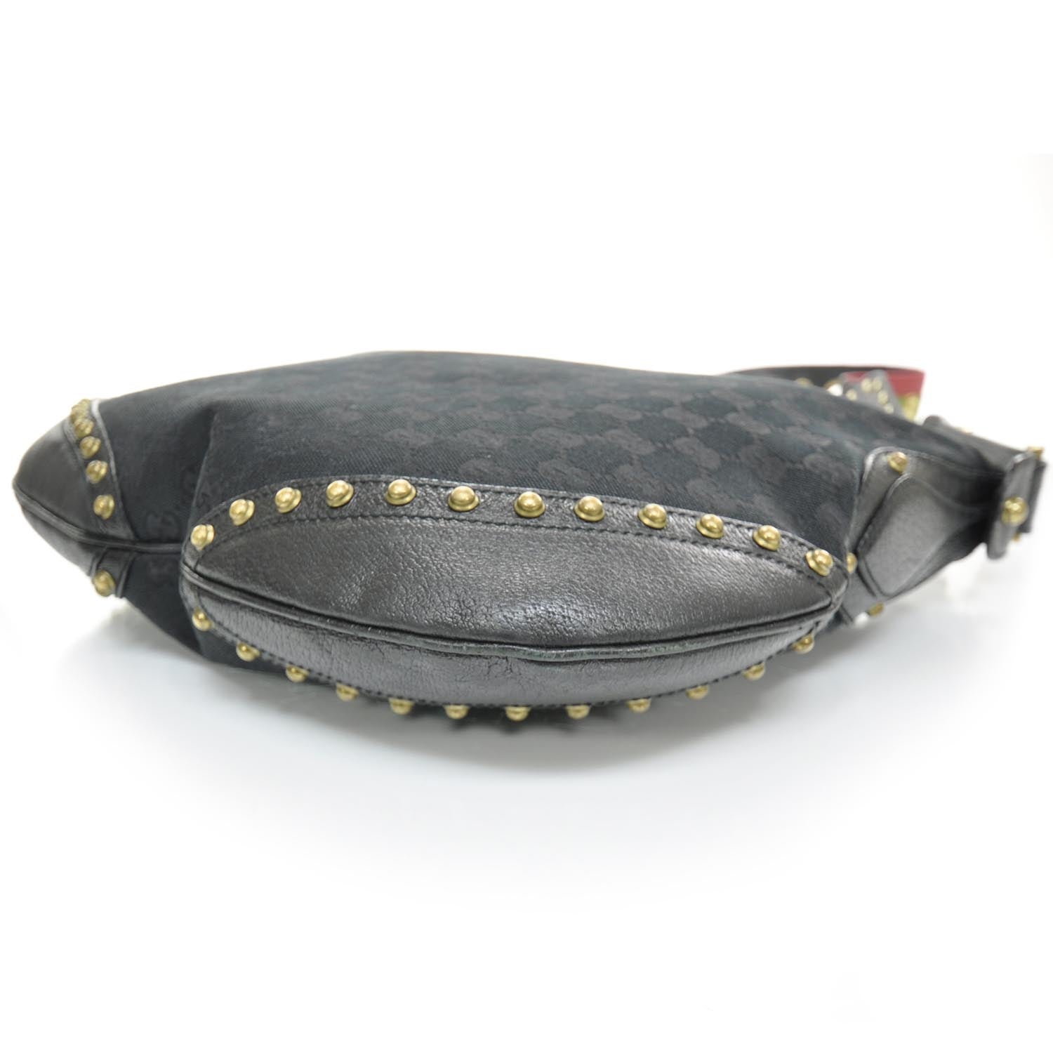 Gucci Monogram Studded Shoulder Bag Black 5 of 10