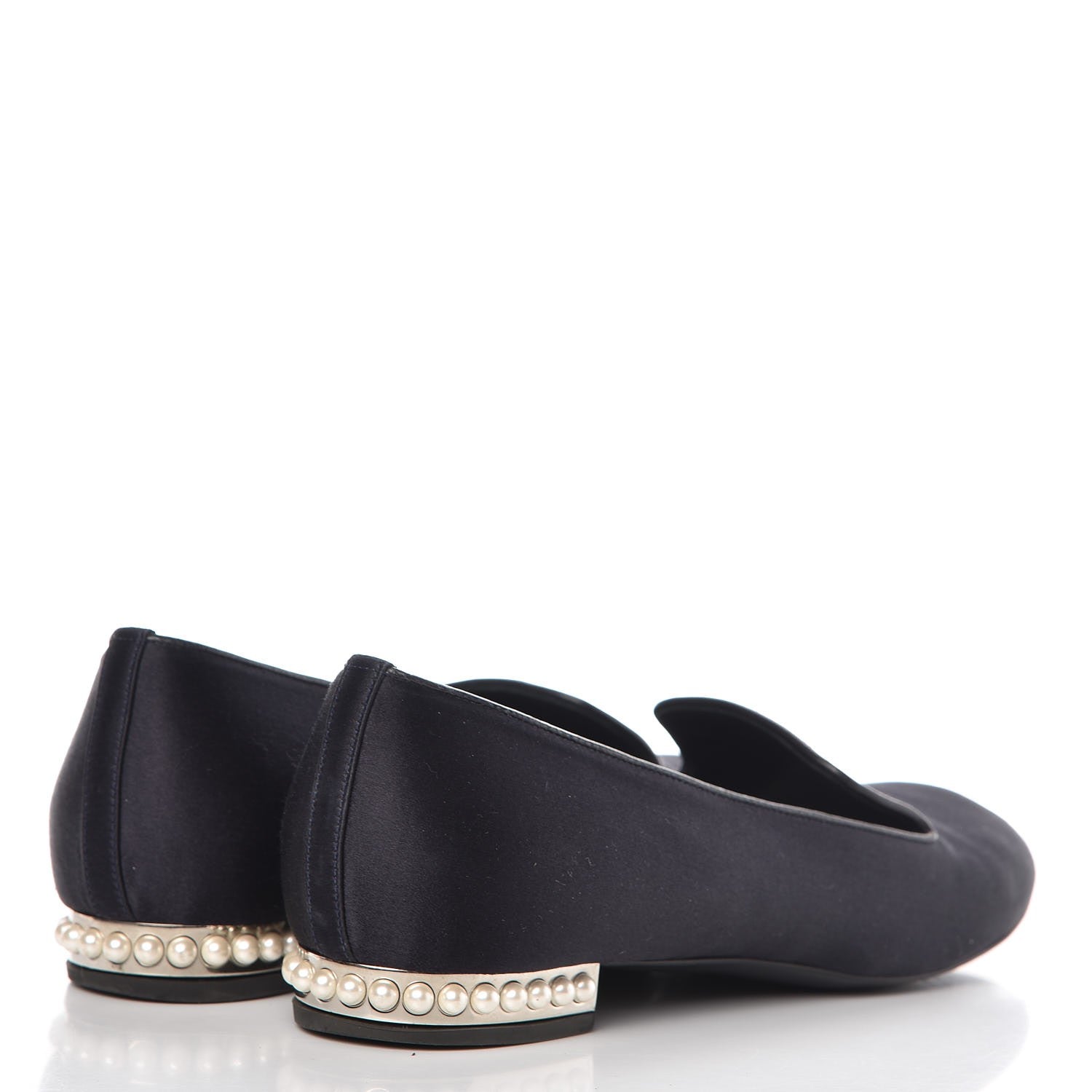 Chanel Satin Pearl CC Loafers 36.5 Black 4 of 10