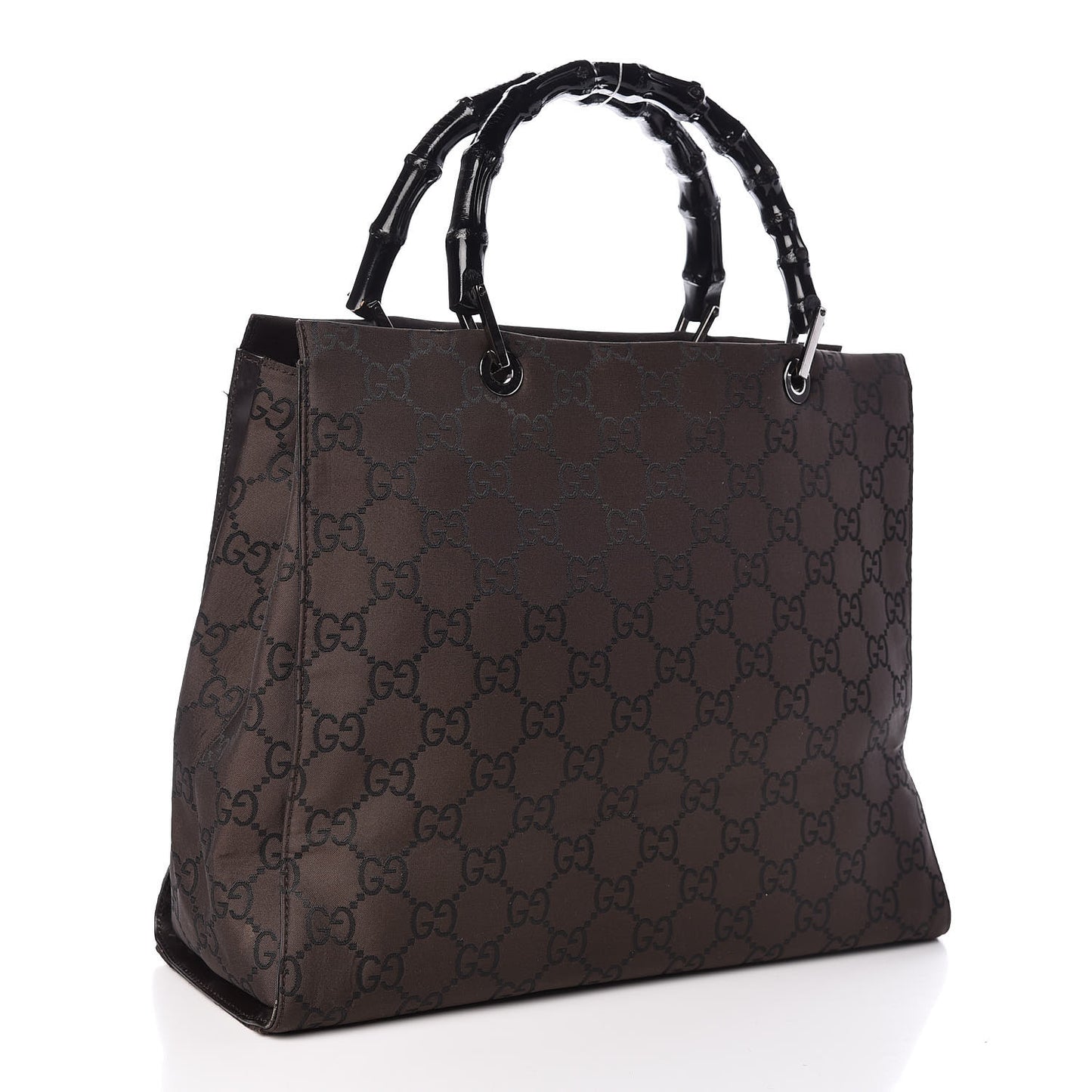 Monogram Bamboo Top Handle Tote Dark Brown