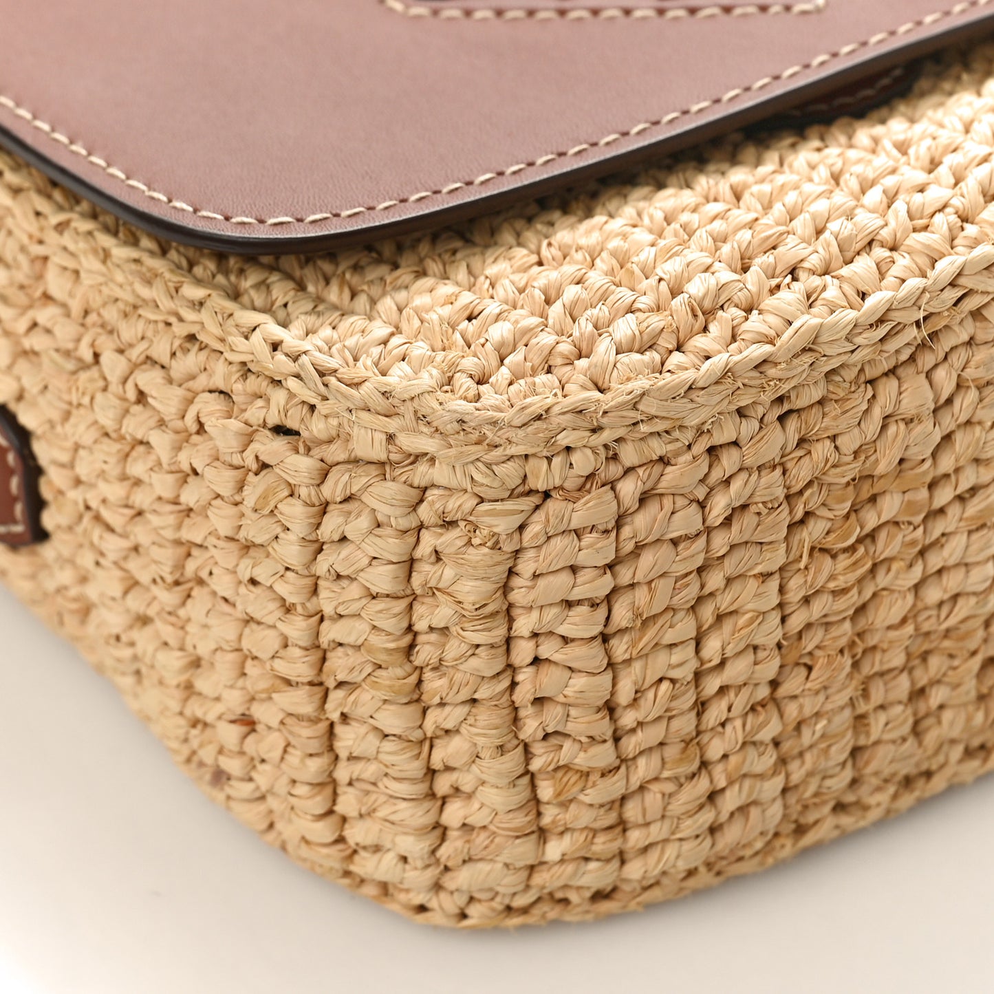Raffia Vitello Flap Shoulder Bag Naturale Cognac
