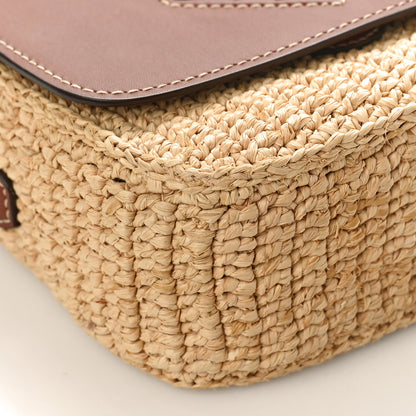 Prada Raffia Vitello Flap Shoulder Bag Naturale Cognac 7 of 8
