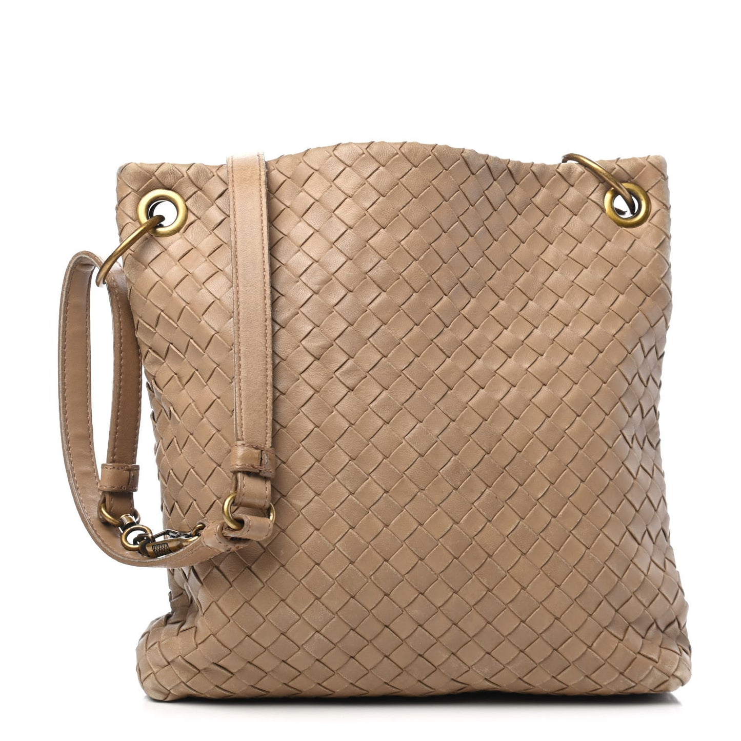 Nappa Intrecciato Crossbody Bag Camel