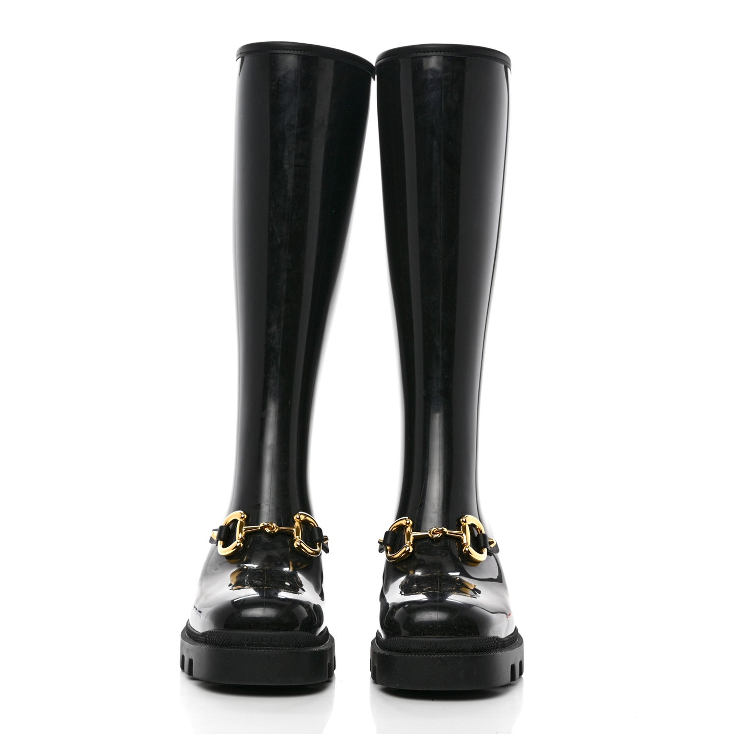 Rubber Horsebit Knee High Boots 40 Black