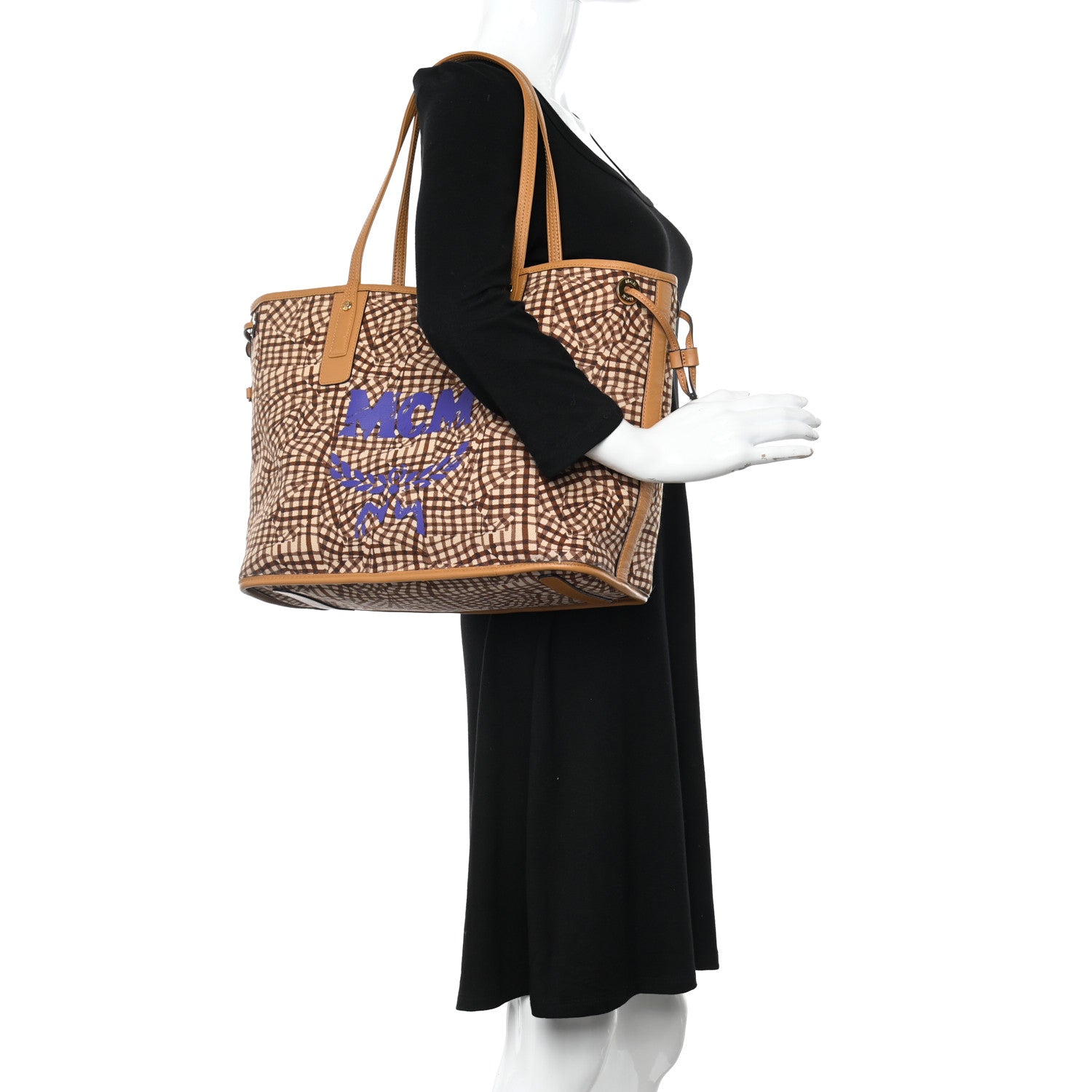 MCM Visetos Medium Liz Reversible Shopper Tote Cognac 2 of 16
