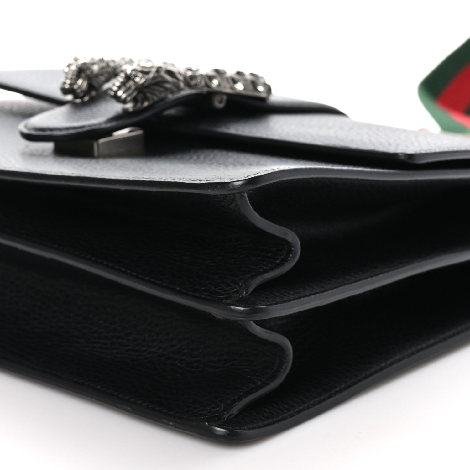 Gucci Dollar Calfskin Crystal Web Medium Dionysus Bamboo Top Handle Bag Black Black Diamond 12 of 13