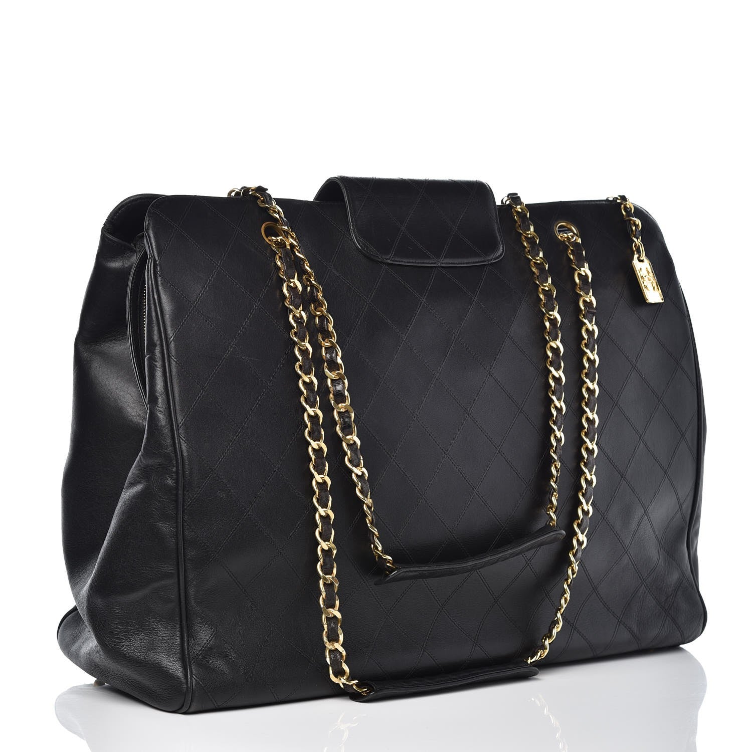 Chanel Calfskin Stitched XL Weekender Black 3 of 14
