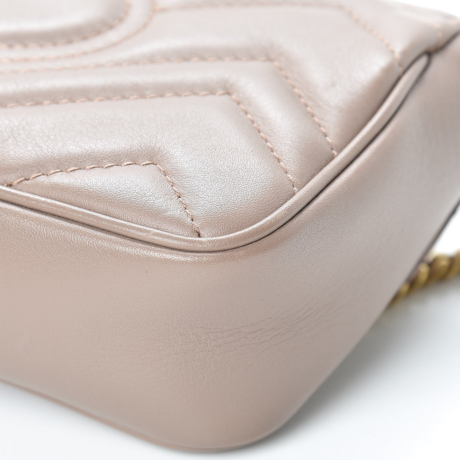 Gucci Calfskin Matelasse Super Mini GG Marmont Shoulder Bag Porcelain Rose 16 of 17