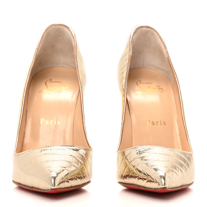 Christian Louboutin Metallo Cocco Pigalle Follies 100 Pumps 36 Platine 3 of 8