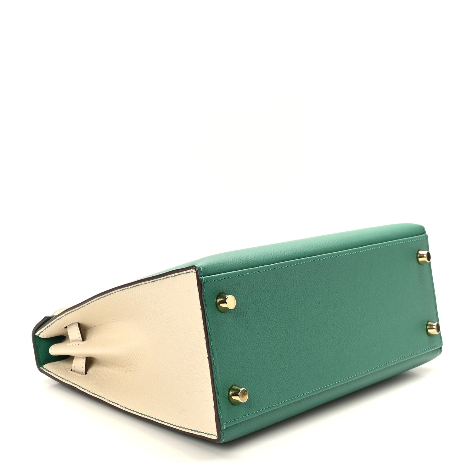 Hermes Epsom Bi-Color Horseshoe Kelly Sellier 25 Vert Vertigo Craie 4 of 10