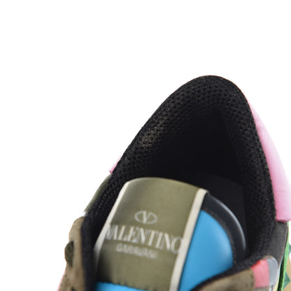 Valentino Garavani Nappa Suede Camouflage Womens Rockrunner Sneakers 39 Army Green Naples Yellow Ninphea 12 of 14