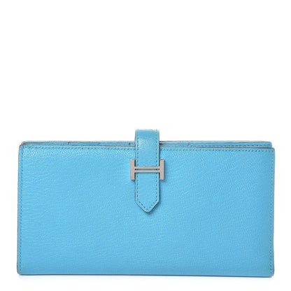 Hermes Chevre Mysore Bearn Gusset Wallet Bleu Azteque 1 of 10