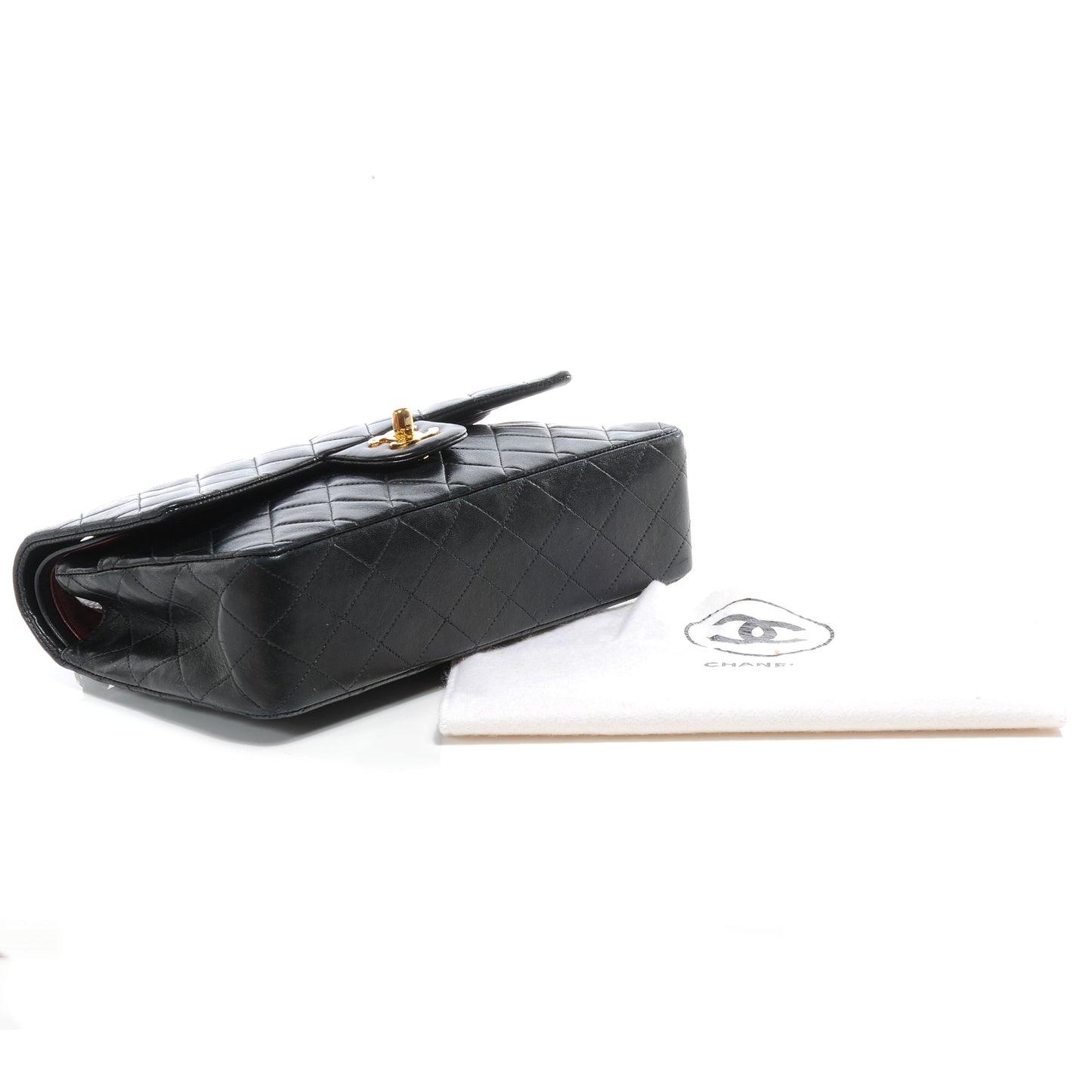 Lambskin Medium Double Flap Black