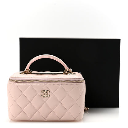 Chanel Lambskin Quilted Trendy Small Top Handle Vanity Case With Chain Light Pink 11 of 11