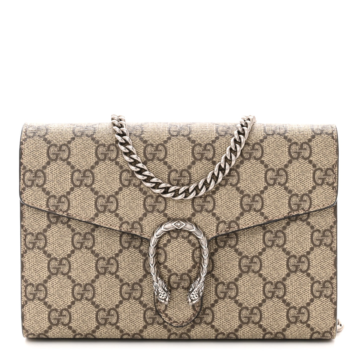 GG Supreme Monogram Mini Dionysus Chain Wallet Beige Taupe