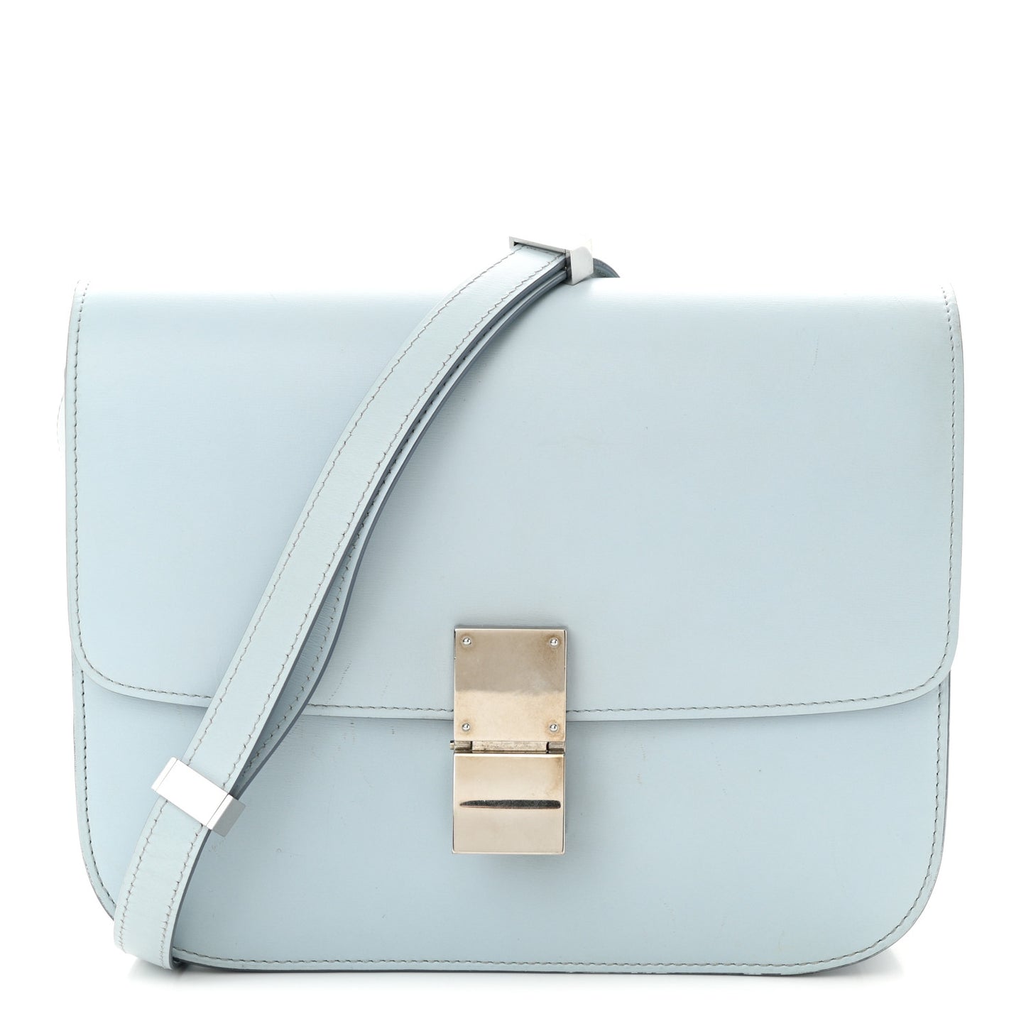 Box Calfskin Medium Classic Box Flap Bag Sky
