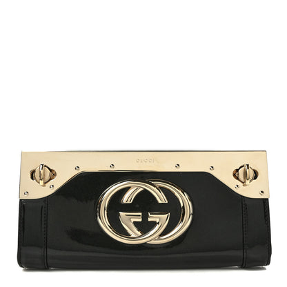 Gucci Patent Britt Interlocking G Starlight Clutch Black 1 of 7