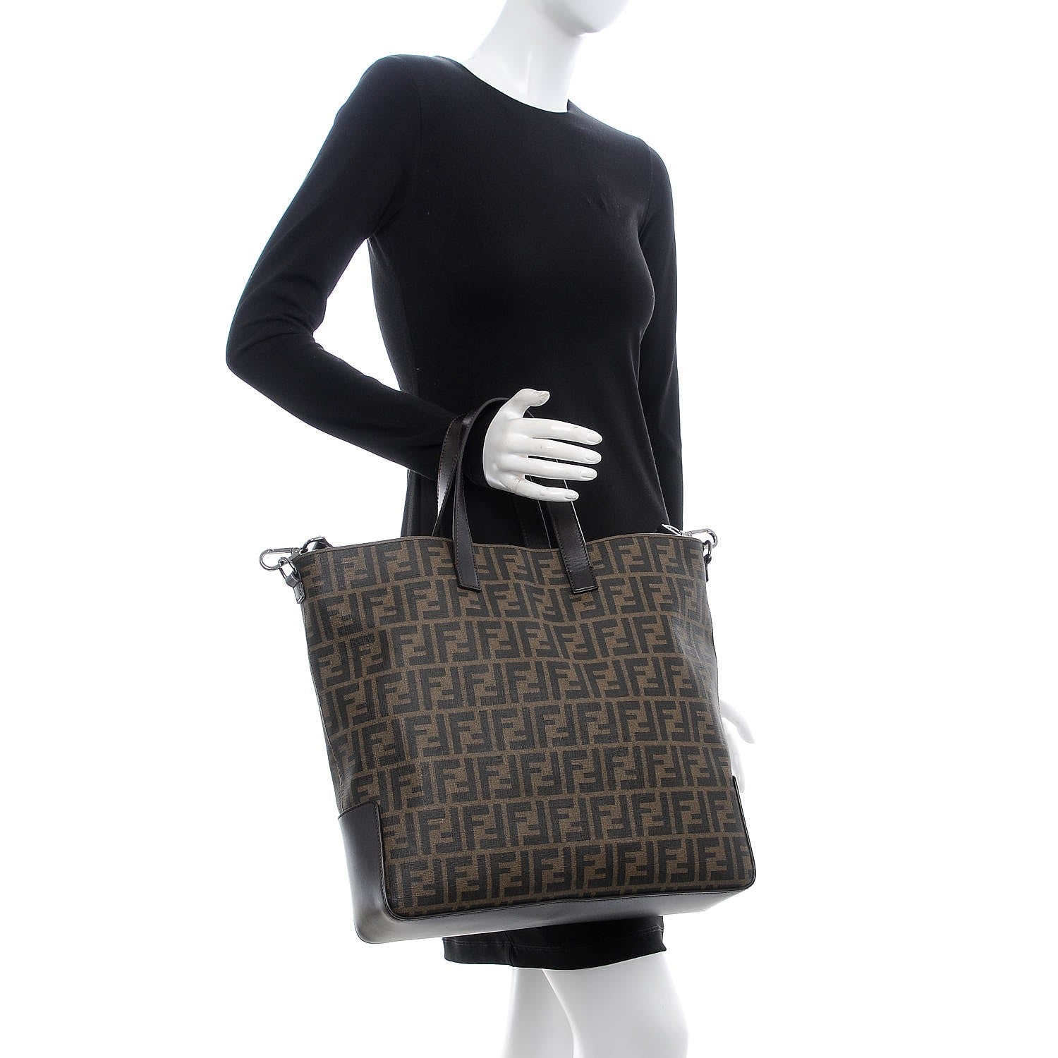Fendi Zucca Top Handle Convertible Tote Tobacco 3 of 9