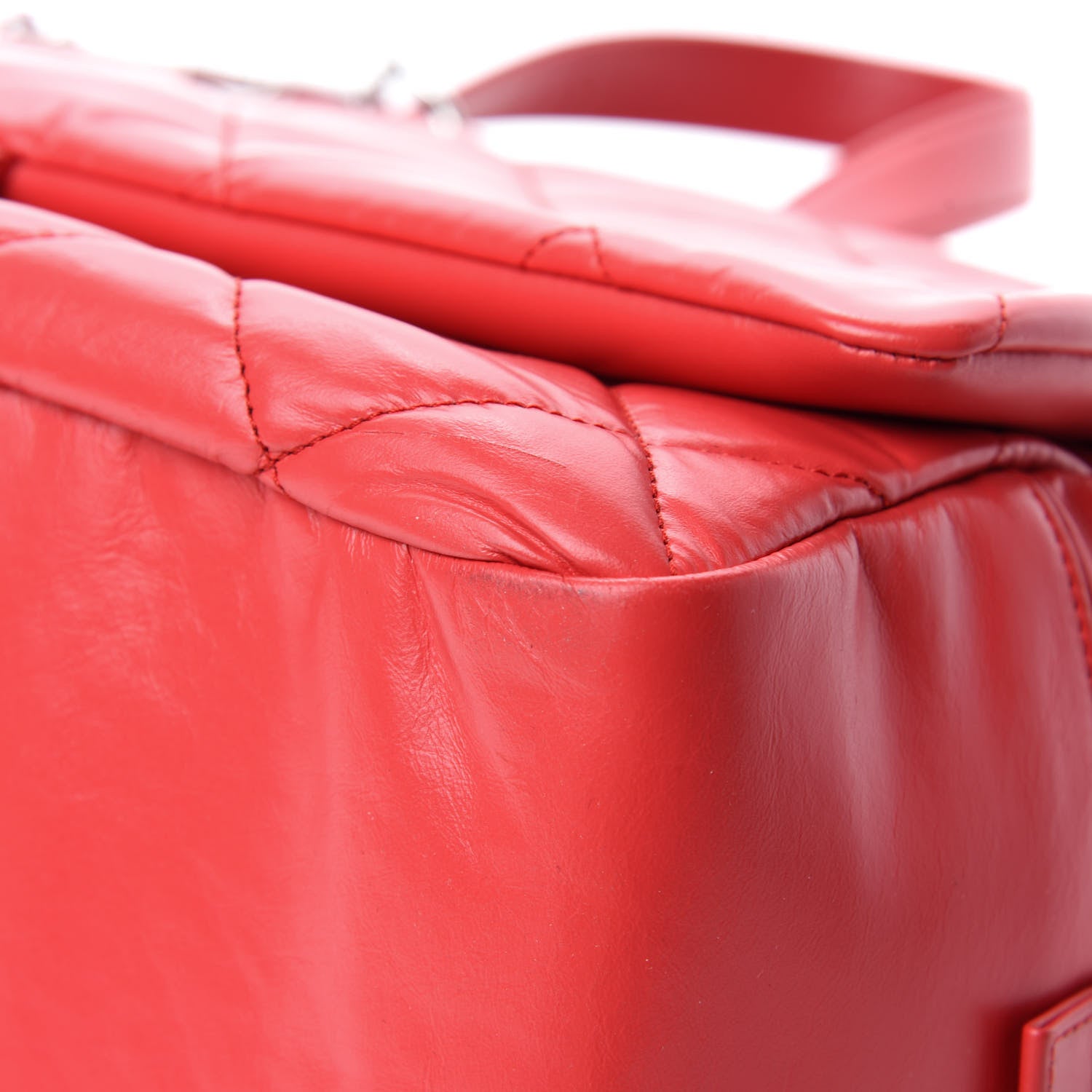 Chanel Aged Calfskin Quilted Medium Express Bowling Bag Red 9 of 12