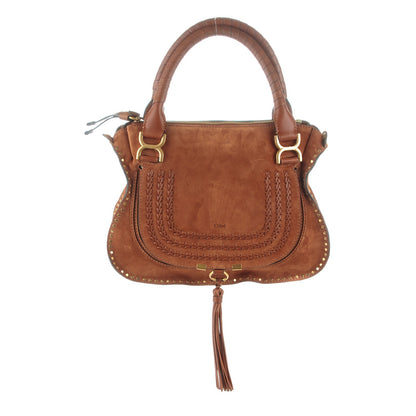 Chloe Suede Calfskin Braided Medium Marcie Satchel Caramel 1 of 8