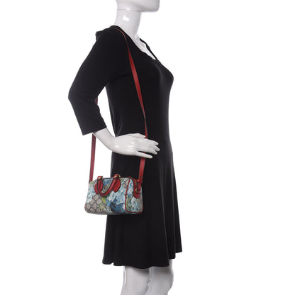Gucci GG Supreme Monogram Blooms Mini Boston Navy Blue Hibiscus 2 of 9