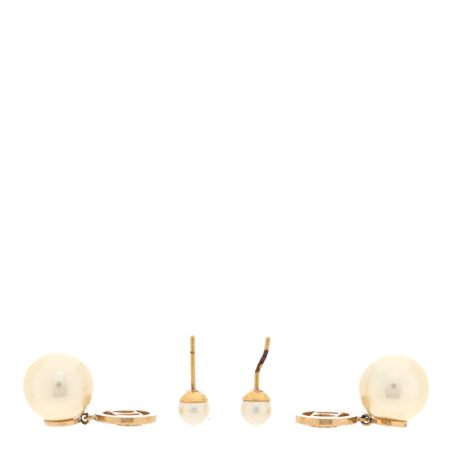 Christian Dior Pearl Crystal Dior Tribales Drop Earrings Gold 3 of 5