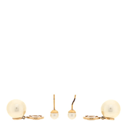Christian Dior Pearl Crystal Dior Tribales Drop Earrings Gold 3 of 5