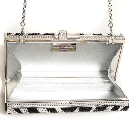 Judith Leiber Swarovski Crystal Zebra Miniaudiere Clutch Black White 6 of 7