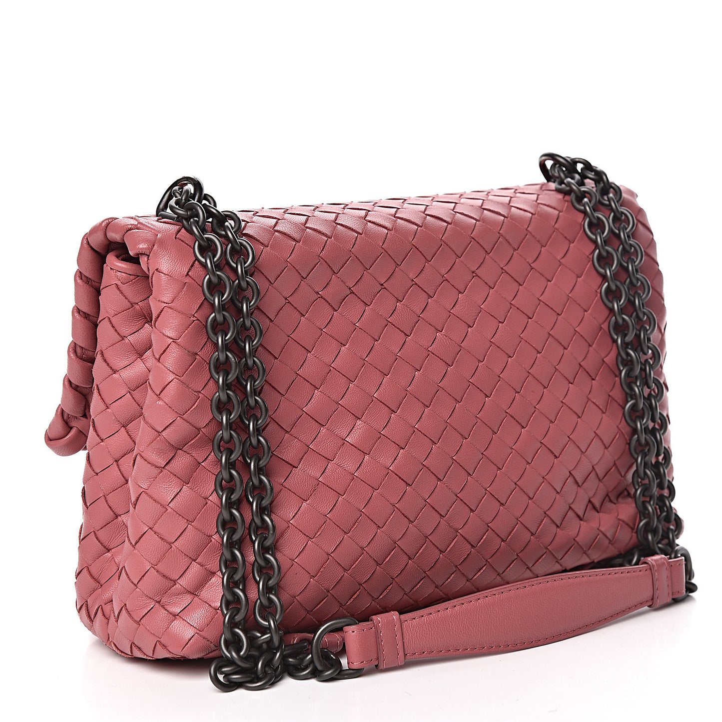 Nappa Intrecciato Small Olimpia Shoulder Bag Rose Pink