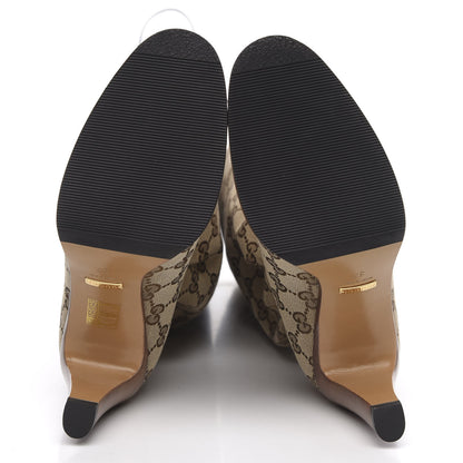 Gucci Monogram Malaga Kid Lisa Mid Heel Boots 37 Beige Ebony 5 of 7
