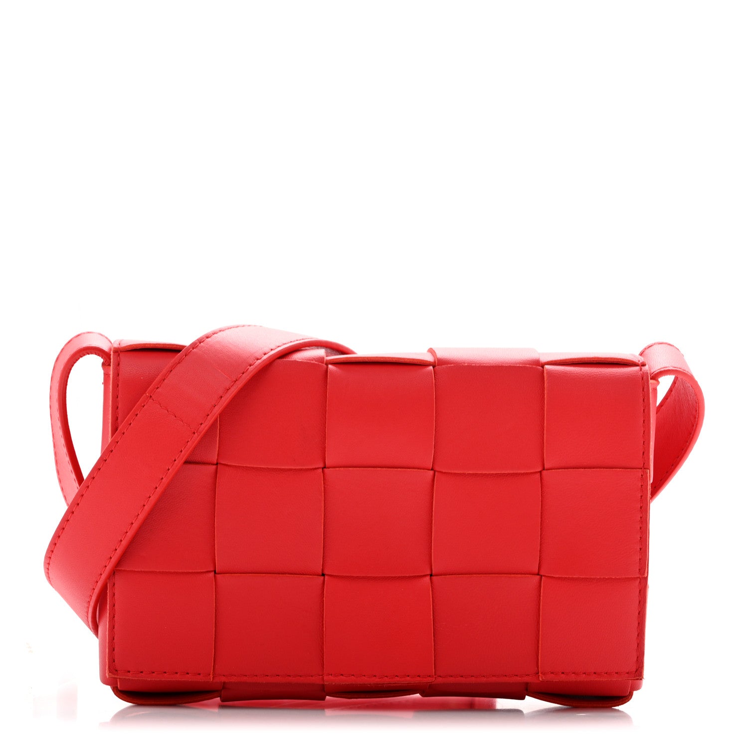 Bottega Veneta Lambskin Maxi Intrecciato Small Cassette Crossbody Bag Redstone 1 of 12