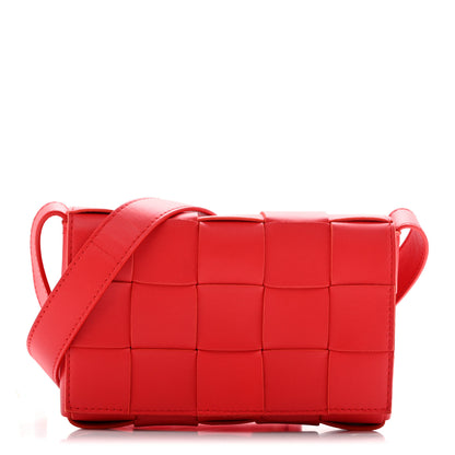Bottega Veneta Lambskin Maxi Intrecciato Small Cassette Crossbody Bag Redstone 1 of 12