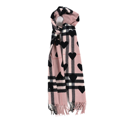 Burberry Cashmere Giant Heart Fringe Scarf Pink 1 of 3