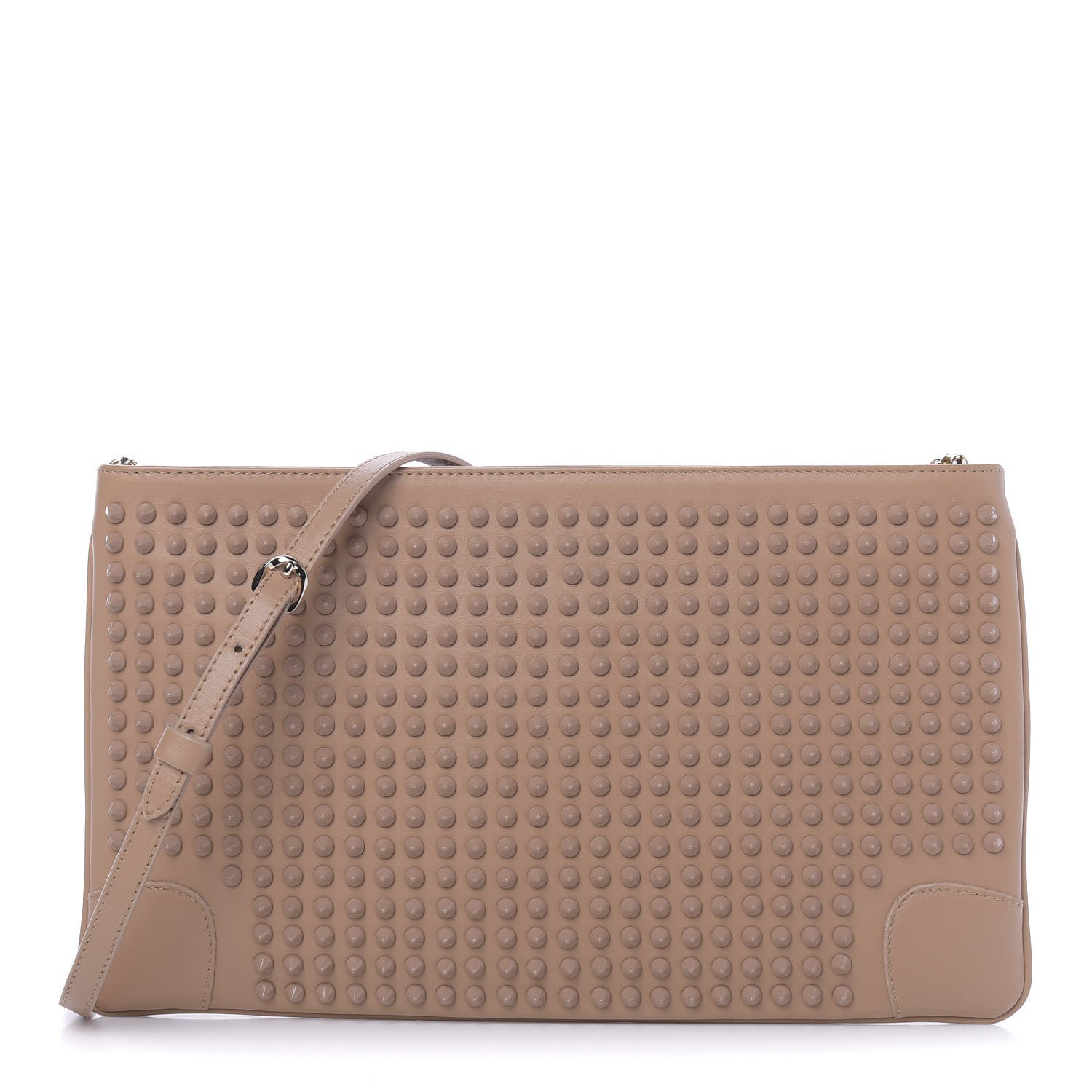 Christian Louboutin Calfskin Studded Loubiposh Chain Clutch Nude 1 of 13