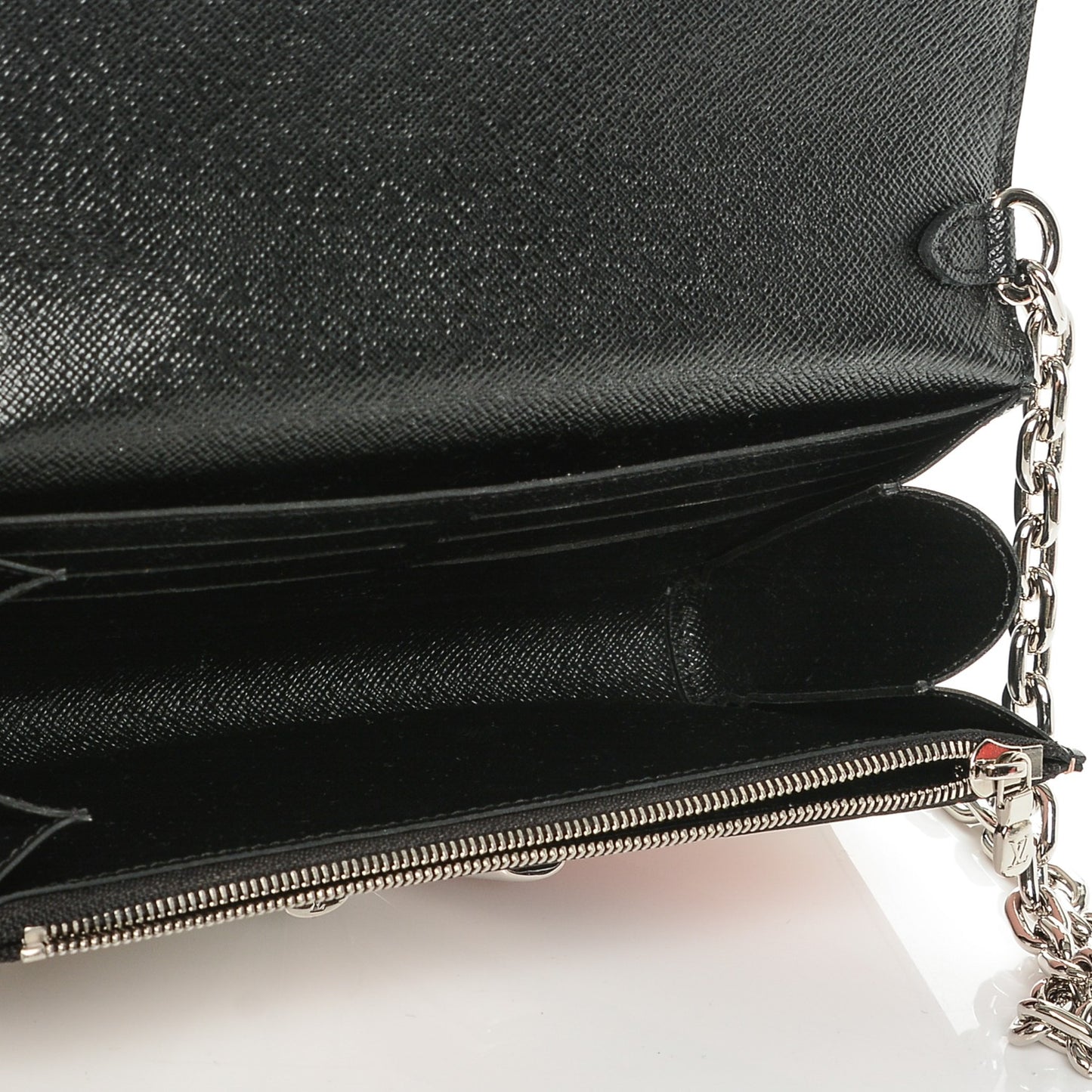 Epi Reverse Monogram Twist Chain Wallet Rose Ballerine