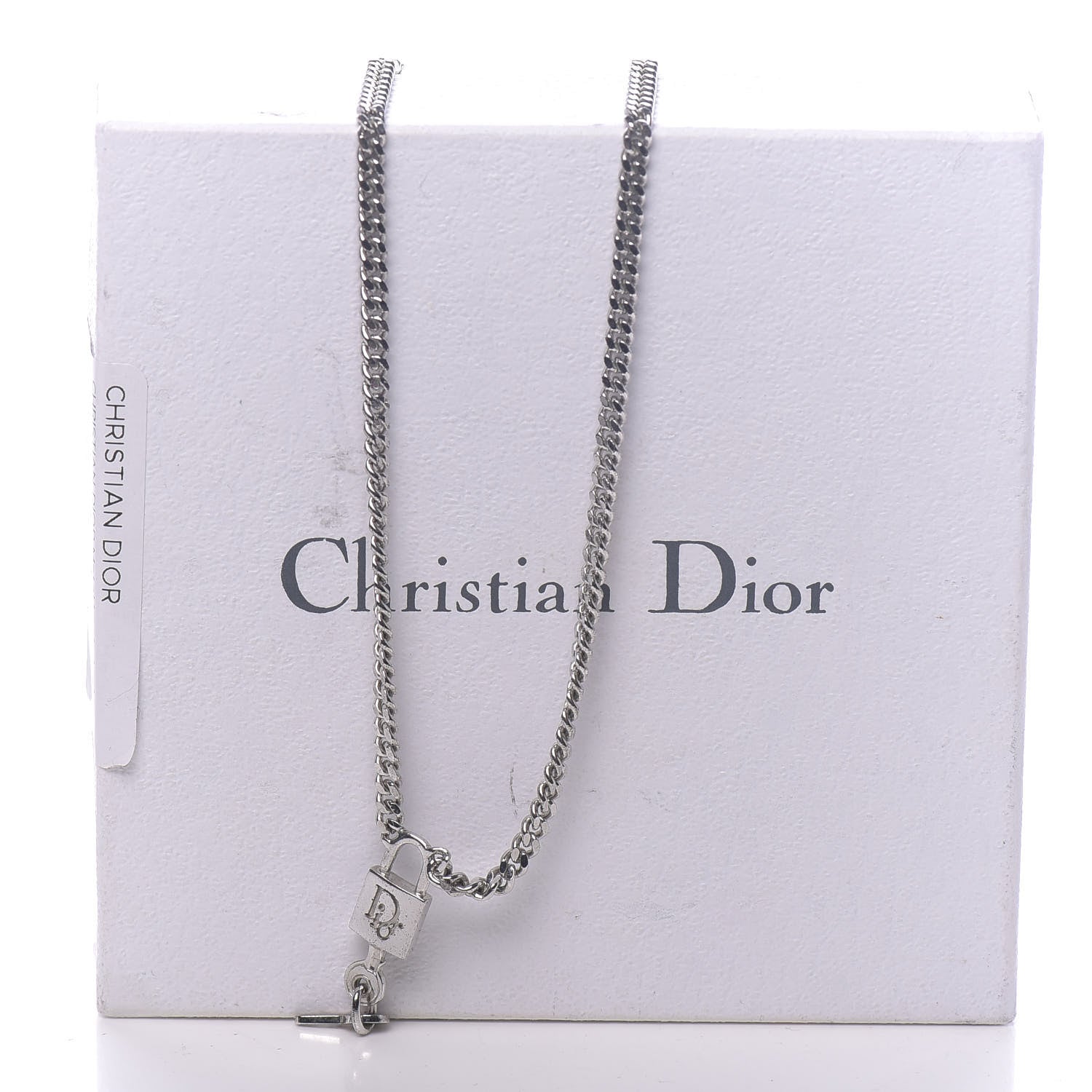 Christian Dior Metal Lock and Key Necklace Silver 7 of 7