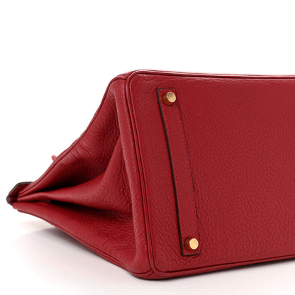 Hermes Taurillon Clemence Birkin 35 Rouge Vif 9 of 10
