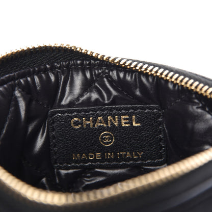 Chanel Sheepskin Chevron Quilted Small Cosmetic Case Black 6 of 8