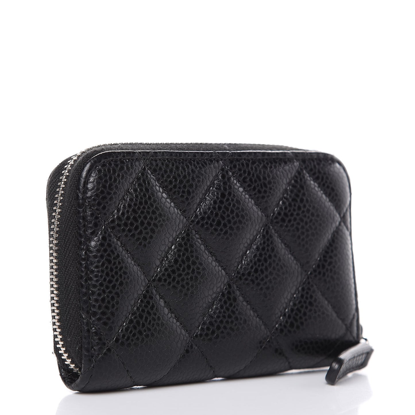 Caviar Quilted Zip Coin Purse Black