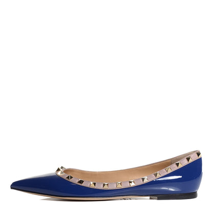Valentino Garavani Patent Nappa Rockstud Ballerina Flats 38.5 Blue China Poudre 1 of 7