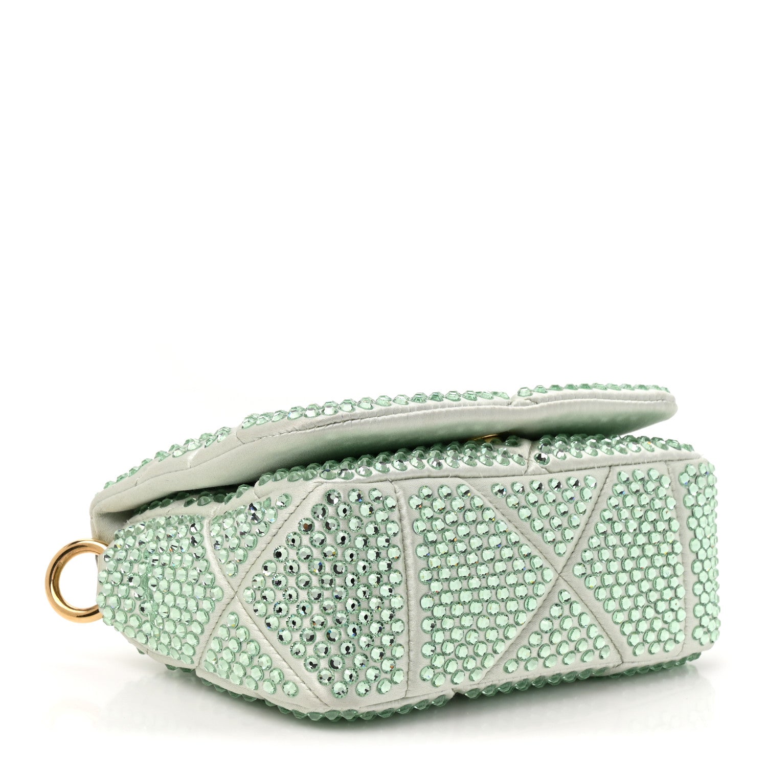 Prada Satin Crystal Mini Bag With Chain Acqua 4 of 9