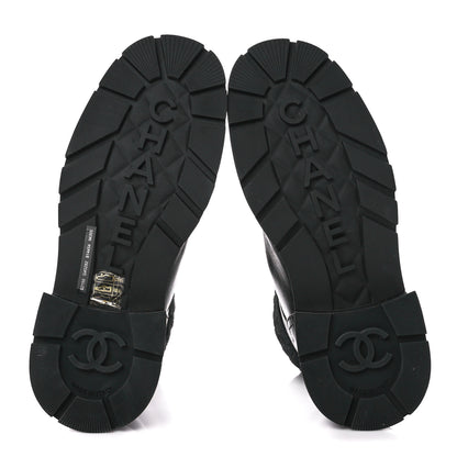 Chanel Calfskin Knit CC Short Boots 37 Black 5 of 11