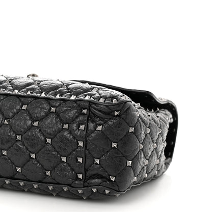 Valentino Garavani Craquele Nappa Large Rockstud Spike Shoulder Bag Black 9 of 9