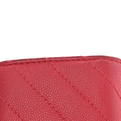 Chanel Caviar Chevron Quilted Flap Card Holder Red 10 of 11
