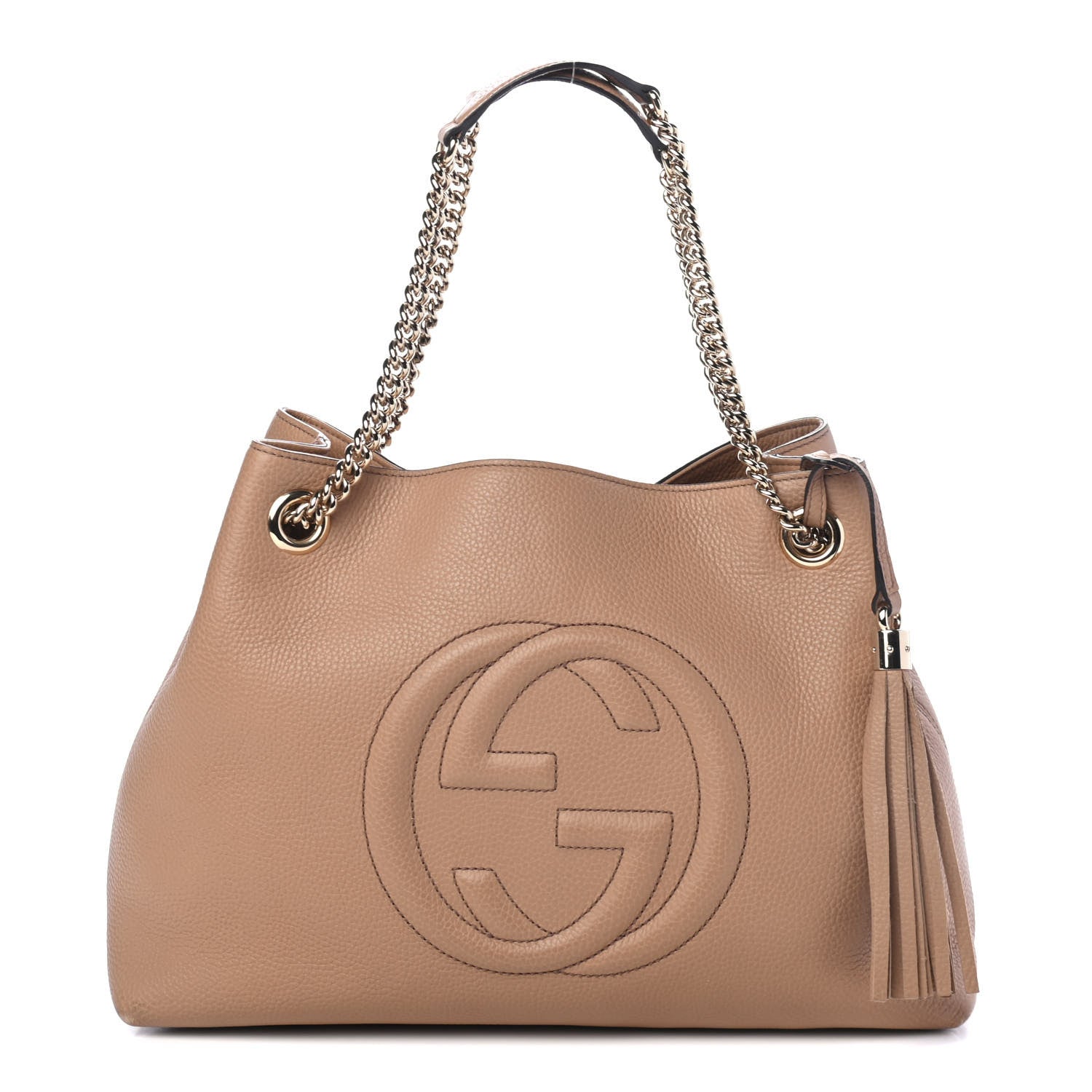 Gucci Pebbled Calfskin Medium Soho Chain Shoulder Bag Rose Beige 1 of 4